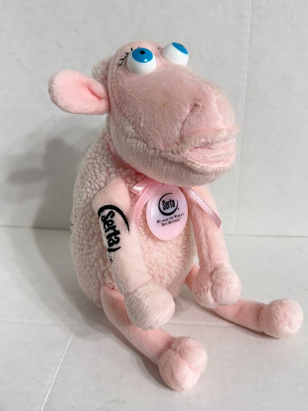 Curto Toy Serta 8" Pink Sheep #3 Breast Cancer Counting Plush Toy 2000 Vintage